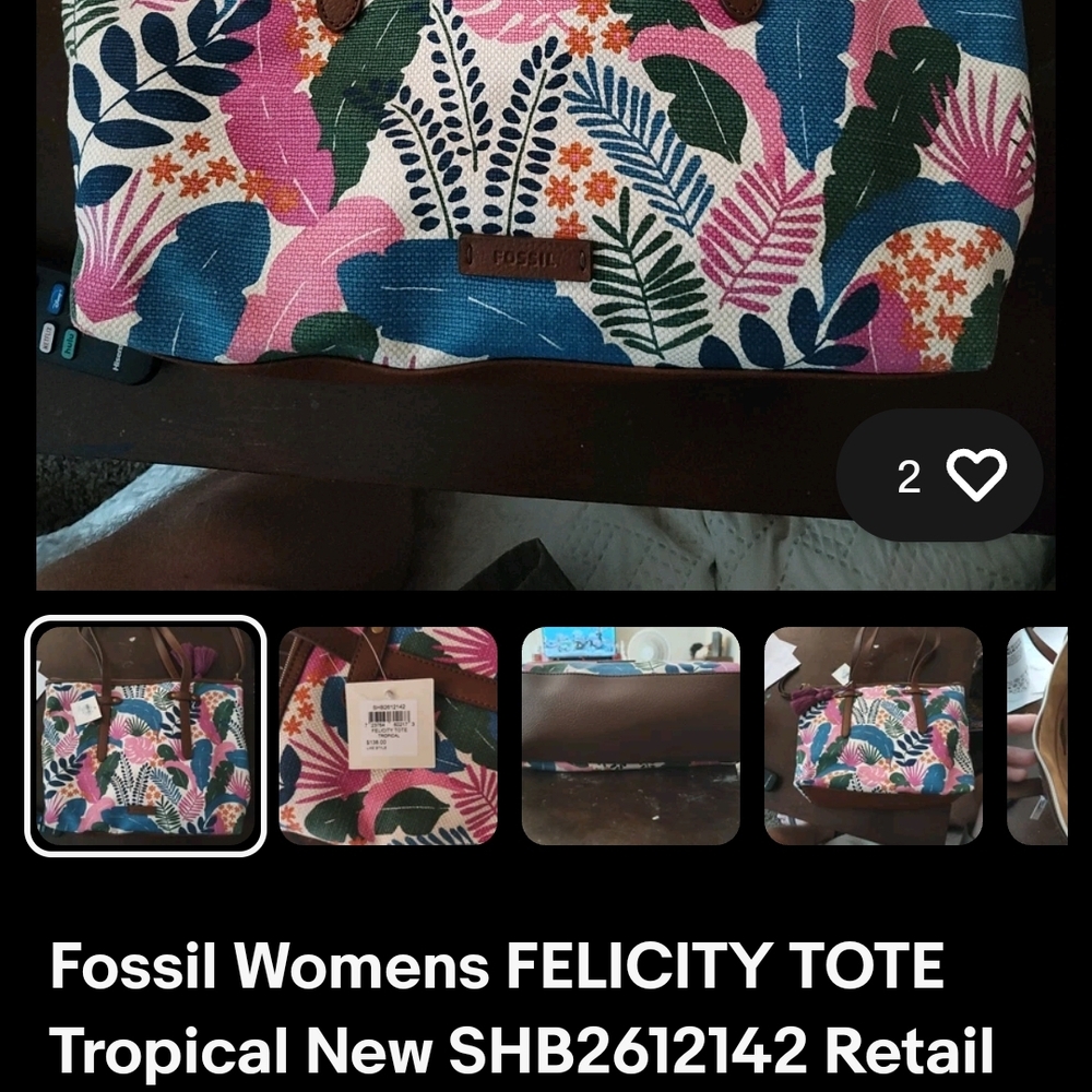 Fossil Women's Colorful Leaf Print Tote